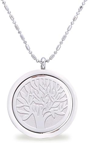 Family Tree of Life 'Hope, Dream, Love, Family' Rotatable 316L Stainless Steel Pendant Necklace, 22"+2"