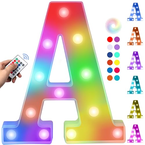 Foaky Beleuchtete Buchstaben, buntes Festzelt, beleuchteter Buchstabe mit Fernbedienung, Festzelt-Buchstaben für Mädchen, Geschenke, Teenager, Mädchen