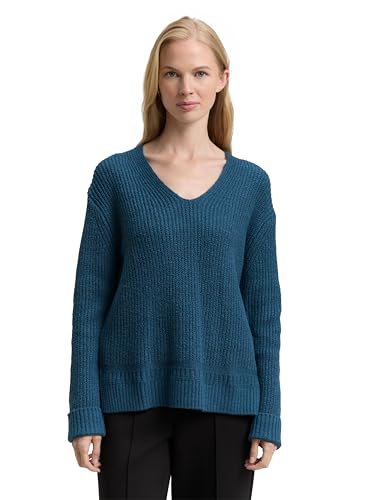 TOM TAILOR Maglione da Donna, 38879 - Melange di Petrolio Scuro, L