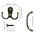 HBlife Robe Hook, 16 Pieces Double Prong Robe Hook Retro Cloth Hanger with 32 Pieces Screws (Bronze)