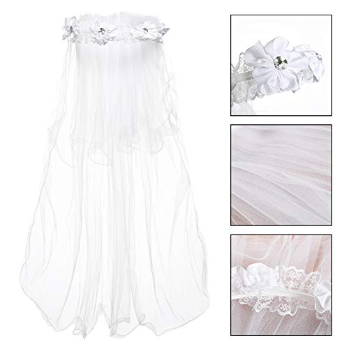 BKpearl Flower Girl Veils, Children's Wedding Veil First Communion Veils and Gloves for Girl(style 2 white)