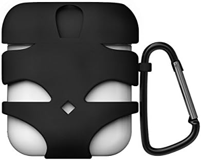 Airpods Case with Keychain, Woshiker AirPods Silicone Case Skin, Shock Proof and Waterproof Protective Cover for Apple AirPods Accessories (Black-Style 3)