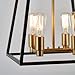 Artika CAR15-ON Carter Square 4 Pendant Fixture, Kitchen Island Chandelier, with a Steel Black and Gold Finish, 8-Light