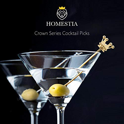 Cocktail Picks Set Crown Picks Skewers Stainless Steel Reusable Martini Picks 4.4"(L) Set of 6