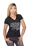Harley-Davidson Womens Moxie Live To Ride Burnout Black Short Sleeve V-Neck (Large)