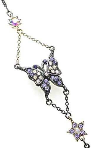 Amazon アナスイ Anna Sui ブレスレット アンクレット 腕輪 アクセサリー 蝶 チョウ バタフライ 星 スター ストーン シルバー ブラック パープル キラキラ ジュエリー パープル ブレスレット 通販