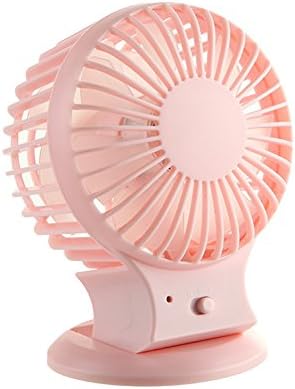 ZackX Double-vane Mini USB Fan, 5.31 inch Quiet and Portable Fan, 2 Speeds Desk Table Rechargeable Fan With Double Side Fan Blades, Pink