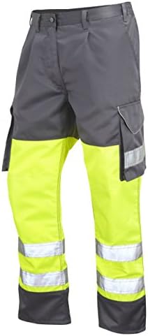 Leo Workwear Bideford 2 Tone Hi VIS Reflective Cargo Class 1 Work Trouser