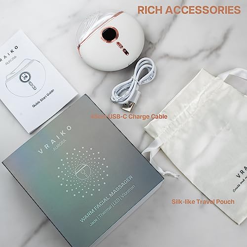 VRAIKO Aurora LED Gua Sha Device, Jade Stone Gua Sha Facial Tool with Heat and Vibration, Face Massager for Anti-Aging Wrinkles Puffiness Skin Rejuvenation and Toning (AURORA)
