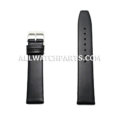 19mm Black Smooth & Flat Style Genuine Leather Band
