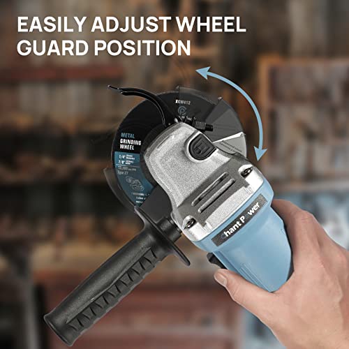 C P CHANTPOWER Angle Grinder Power Tool, 115mm 900W Corded Angle Grinder with 2X Cutting Wheel, 2X Grinding Wheel, 1X Flap Discs and Side Handle