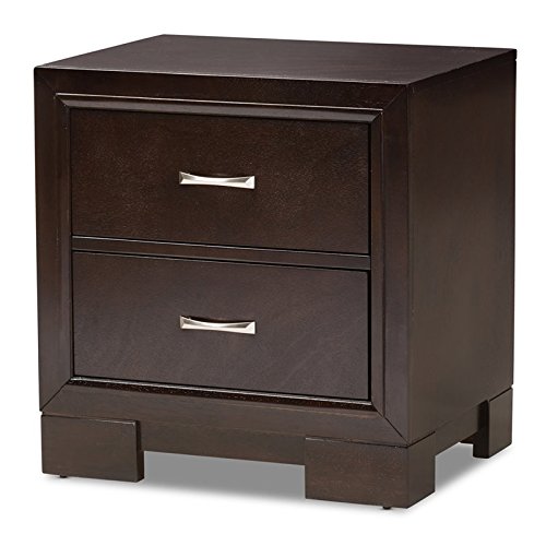 Baxton Studio Padma 2 Drawer Nightstand in Walnut Brown