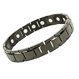 BEST Titanium Magnetic Bracelets for Men and Women. Therapy Bracelet With 17 Pain Relief Magnets for Arthritis, Carpal Tunnel, Stress, Anxiety, Health, Energy, Blood Circulation, Golf -Gun Metal Black