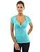 PattyBoutik Women V Neck Pleated Empire Waist Top (Turquoise Small)