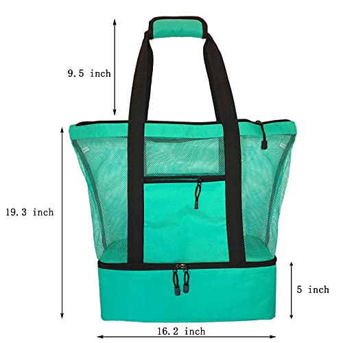 Large Mesh Beach Bag With Insulated Cooler, Mesh Tote Bag With Top