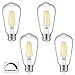 Ascher E26 LED Light Bulbs, Dimmable, 6W, Equivalent 60W, 800lm, Warm White 2700K, ST58 Edison Bulb, Vintage Filament Clear Glass, Pack of 4