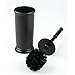mDesign Plastic Compact Toilet Bowl Brush, Round Slim Wastebasket, Garbage Can/Recycling Bin Combo - Bathroom Cleaning/Storage, Holds Tissue, Cotton Balls, Trash, Hyde Collection, Set of 2, Black