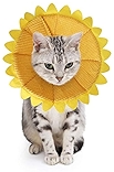 SLSON Cat Recovery Collar Soft Pet Cone Collar Protective Cotton Cone Adjustable Fasteners Collar for Cat and Puppy, Yellow