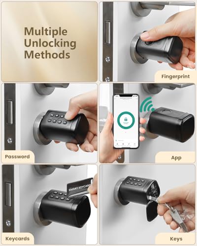 60mm-90mm Adjustable Smart Lock with Independent European Database, Electric Lock with Fingerprint, Password, Application, Key, Key Card