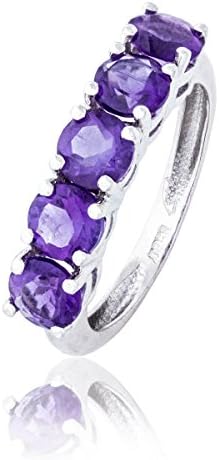 Solid Gold Stacking Ring with 5 Vibrant Deep Purple Sapphires Set in 14K White Gold. The "Galaxy Ring"