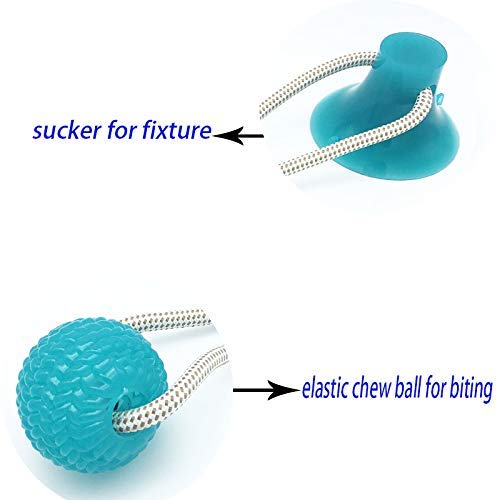 image for Feeke Pet Rubber Ball Toy with Suction Cup - Dog Chew Bite Rope Toy - 