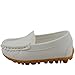DADAWEN Boy's Girl's Soft Synthetic Leather Loafers Slip On Boat Dress Shoes/Sneakers/Flats White US Size 7.5 M Toddler
