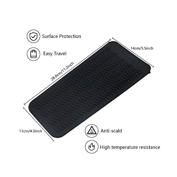 2 Pack Heat Resistant Silicone Mat Pouch, Portable styling heat mat, Curling Iron pad Cover, Hair Straightener Travel…