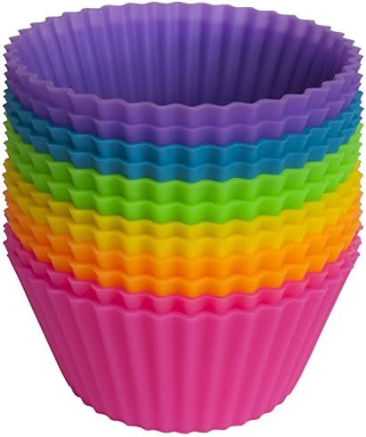 Seacoast Silicone Reusable Cupcake Liners/Baking Cups, Pack of 12 (Assorted Colors) BPA Free Muffin Molds