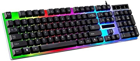 HAHAP LED Backlit Wired Mechanical Gaming Keyboard,G21 Waterproof Rainbow Keyboard with Rainbow Backlight USB Wired Game Keyboard