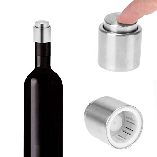 Click Here to See More Images Funnytoday365 Stainless Steel Vacuum Sealed Wine Bottle Stopper Champagne Wine Sealer Wine Bottle Spout Liquor Flow Stopper Pour Cap