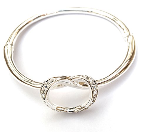 Equilibrium Silver Plated Infinity Diamante Heart Bangle