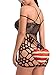 FasiCat Women's Mesh Lingerie Fishnet Babydoll Mini Dress Free Size Sleepwear Bodysuit,Black13,One Size