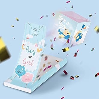 «BOOM» Boy or Girl Surprise Card - it's a Boy! Gender Reveal, New Baby Shower, Announcement, funny congratulations pop up, ideas party for gender prediction