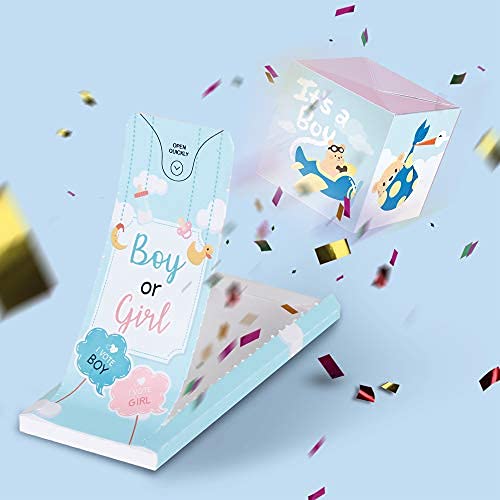 «BOOM» Boy or Girl Surprise Card - it's a Boy! Gender Reveal, New Baby Shower, Announcement, funny congratulations pop up, ideas party for gender prediction