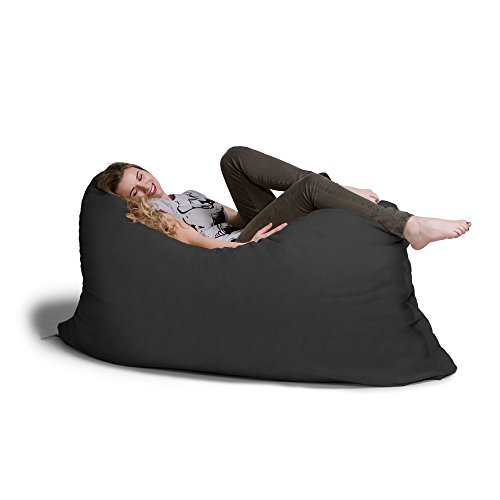 Jaxx Pillow Saxx 5.5-Foot - Huge Bean Bag Floor Pillow and Lounger, Black - Thumbnail 2