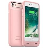 PowerBear Battery Case iPhone 7/8 (MFI) [3100mAh] High Capacity External Rechargeable Charger Pack for Apple iPhone 7/8(Up to 160% Extra Battery) - PINK [24 Month Warranty & Screen Protector Included]