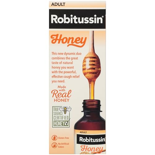 ROBITUSSIN MAXIMUM STRENGTH HONEY COUGH PLUS CHEST CONGESTION DM, COUGH MEDICINE FOR COUGH AND CHEST CONGESTION RELIEF MADE WITH REAL HONEY FOR FLAVOR – 8 FL OZ X 2
