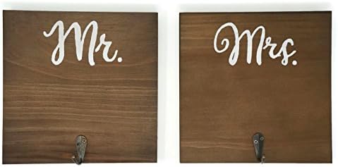 Orchid &amp; Ivy Wooden Mr and Mrs Wall Hooks - His and Hers Towel Holder Wall Decoration