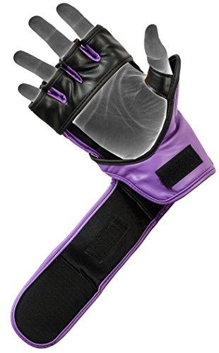 EMRAH Pro Style MMA Grappling Gloves Martial Arts Sparring Punching Bag Cage Fighting Maya Hide Leather Mitts UFC Training - X (Small, Purple) - Thumbnail 3