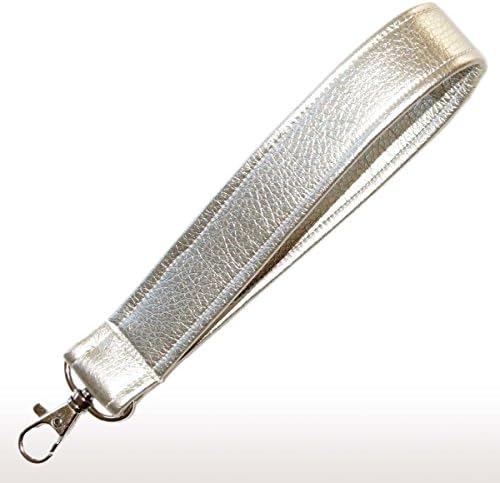 Gunmetal Pewter Wristlet Strap - Handbag Strap - Vegan Faux Leather - 6 Inch Loop With Swivel Clip