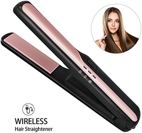 HAIRCURLER Cordless Travel Hair Straightener and Curler 2 in 1 Ceramic Flat Iron Mini Travel Portable USB Rechargeable Hair Straightening for Short and Shin Hair Men Beard,Black