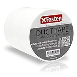 XFasten Duct Tape, White, 2-Inches x 35-Yards, Pack of 3 Yellowing Resistant and Conformable