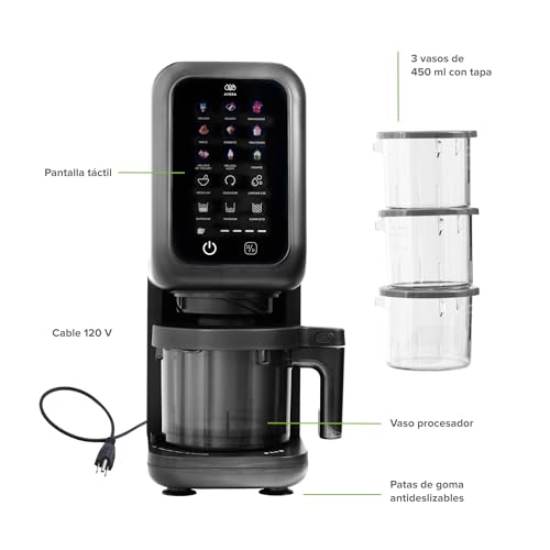 AVERA Máquina para hacer helados con 9 programas y 3 recipientes de 450 ml, Crea sorbetes, batidos, bebidas congeladas, creamy, slushie machine, ice cream maker, maquina de nieva de yogurt | MHM01