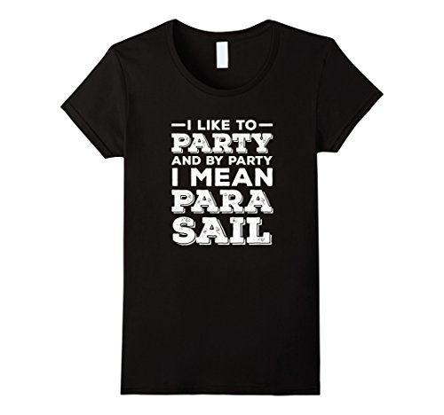 Women's Funny Parasailing T Shirt Small Black