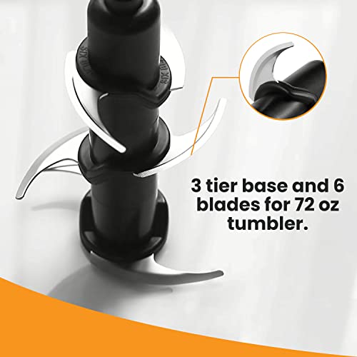 YOC Ninja Blender Blades Replacement for Ninja 72 oz Pitcher, Ensure Full Mixing, Compatible with Nutri Ninja Blender NJ600C NJ600RC NJ602CO NJ602NW NJ602Q NV600CCO BL660 BL642 BL660C BL550 BL500C