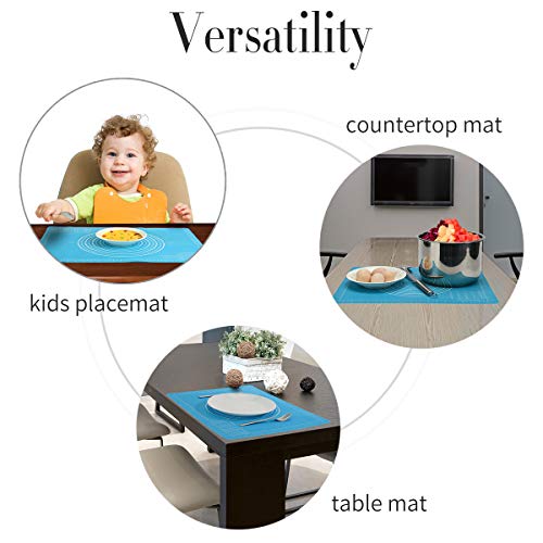 Non-Slip Silicone Pastry Mat with Measurements for Silicon Baking Mats, Non-Stick Dough Rolling Mat, Kneading/Place Mats, Fondant/Sugarcraft/Pie Crust Mat by Super Kitchen (15×20, Blue) - Thumbnail 4