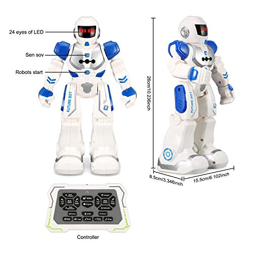 FUNEW Remote Control Robots for Kids RC Programmable Robotics with Infrared Controller Toys, Gesture Sensing Interactive Walking Singing Dancing Robot Kit for Childrens Entertainment,Blue