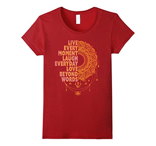 Women’s Laughter Yoga T Shirt-Buddhist Sayings-Live Love Laugh Medium Cranberry