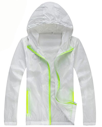 Z-SHOW Womens Super Lightweight Jacket Quick Dry Windproof Skin Coat-Sun Protection (White,M)