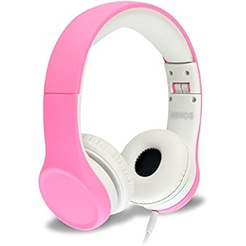 Children Kids Children's Volume Limited Headphones for Kids Foldable (Pink)